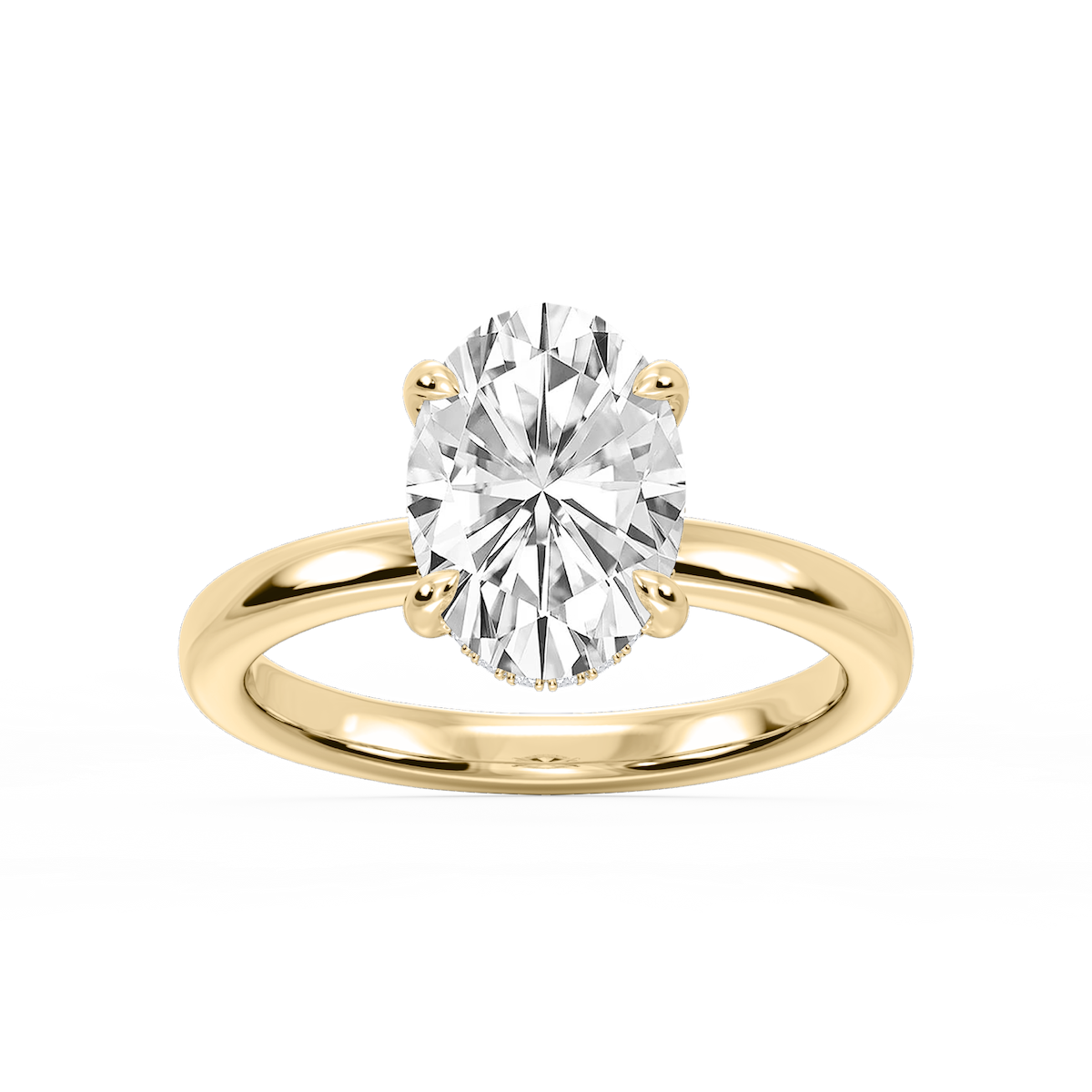 Donna Oval Lab Grown Diamond Claw Prong Hidden Halo Engagement Ring
