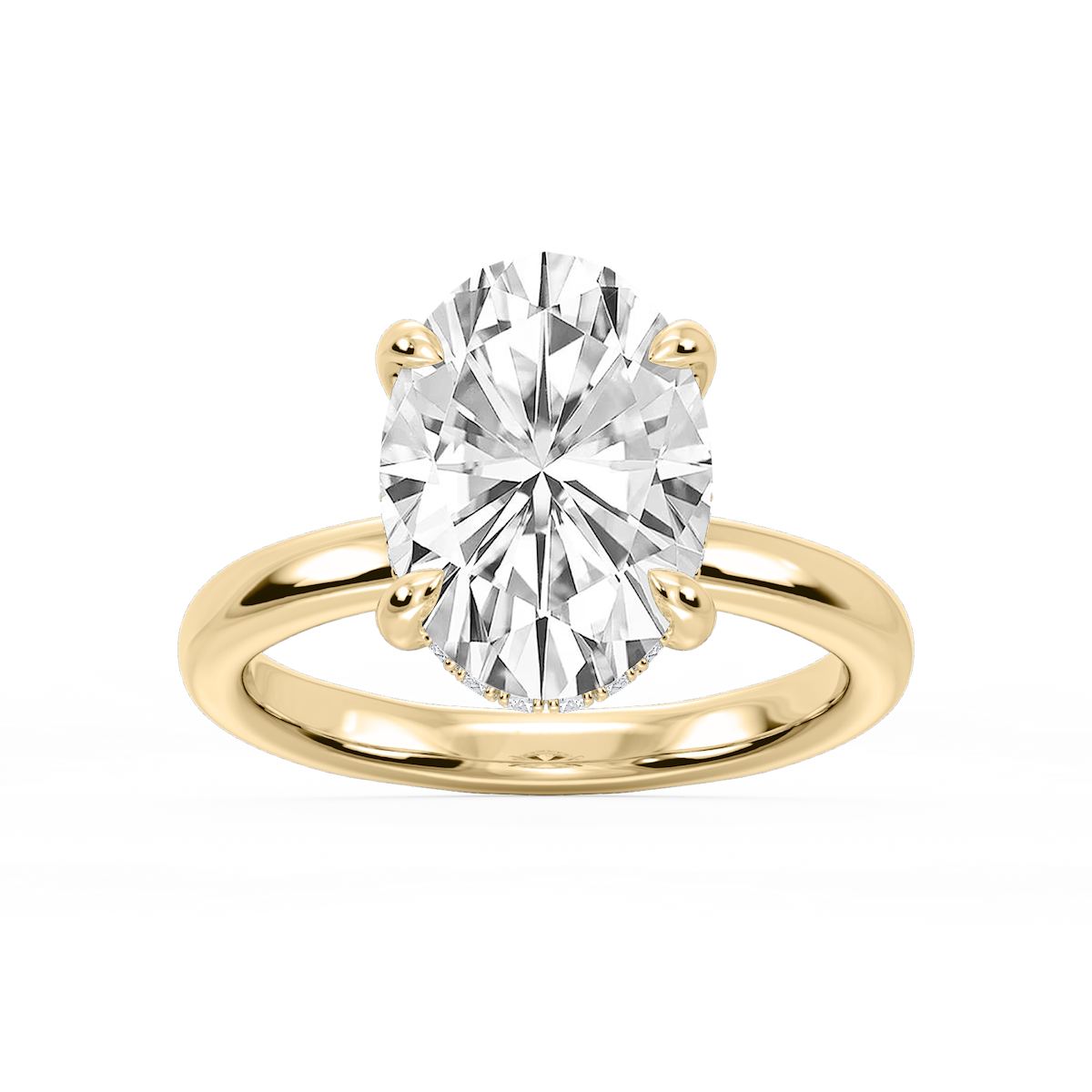 Donna Oval Lab Grown Diamond Claw Prong Hidden Halo Engagement Ring