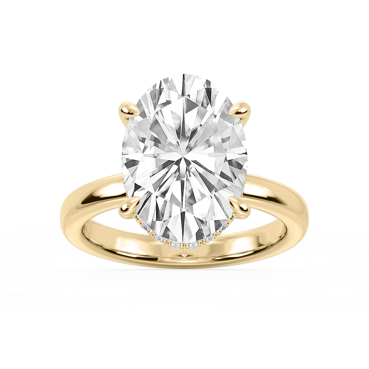 Donna Oval Lab Grown Diamond Claw Prong Hidden Halo Engagement Ring