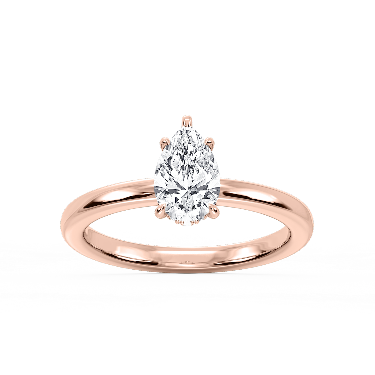 Donna Pear Lab Grown Diamond Claw Prong Hidden Halo Engagement Ring