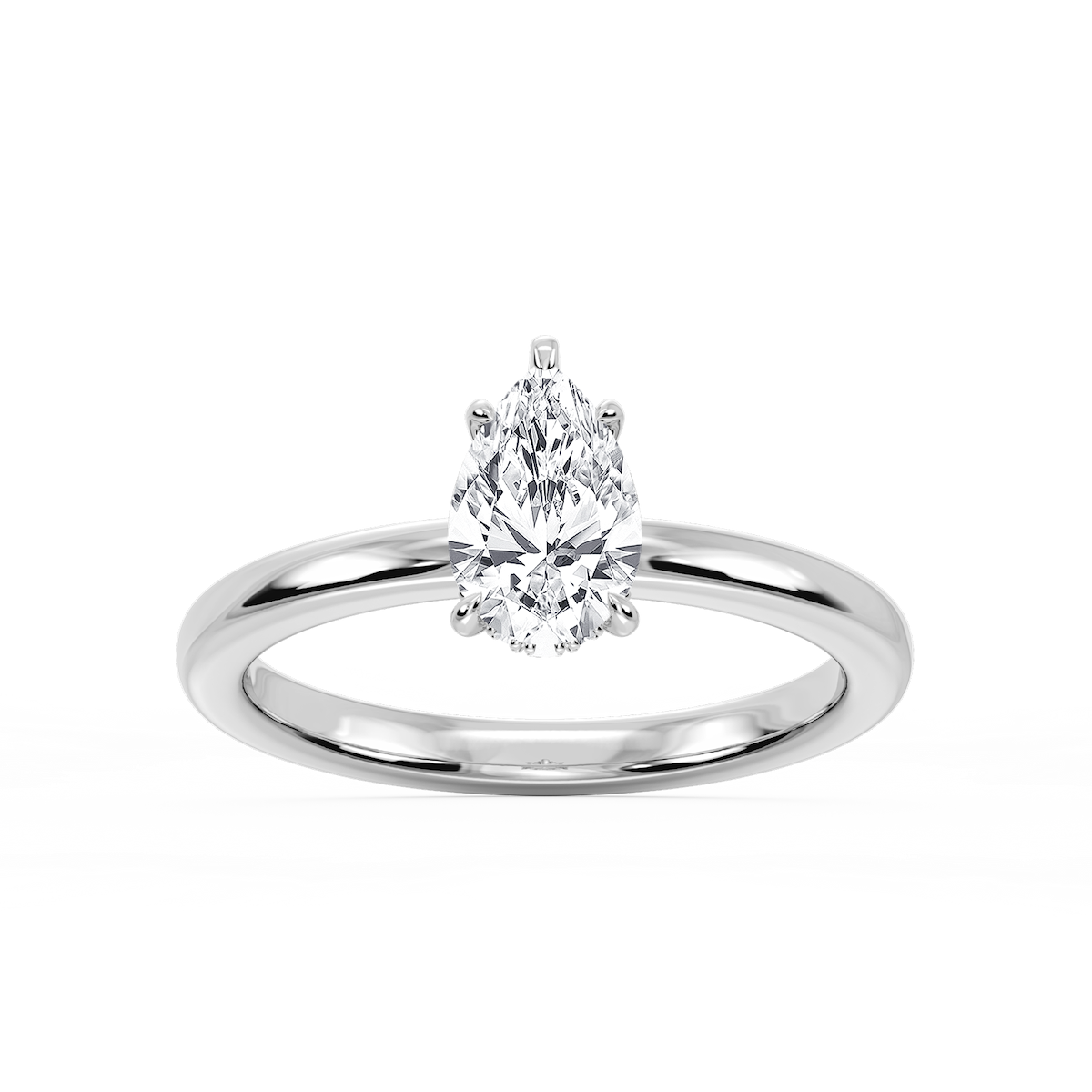 Donna Pear Lab Grown Diamond Claw Prong Hidden Halo Engagement Ring