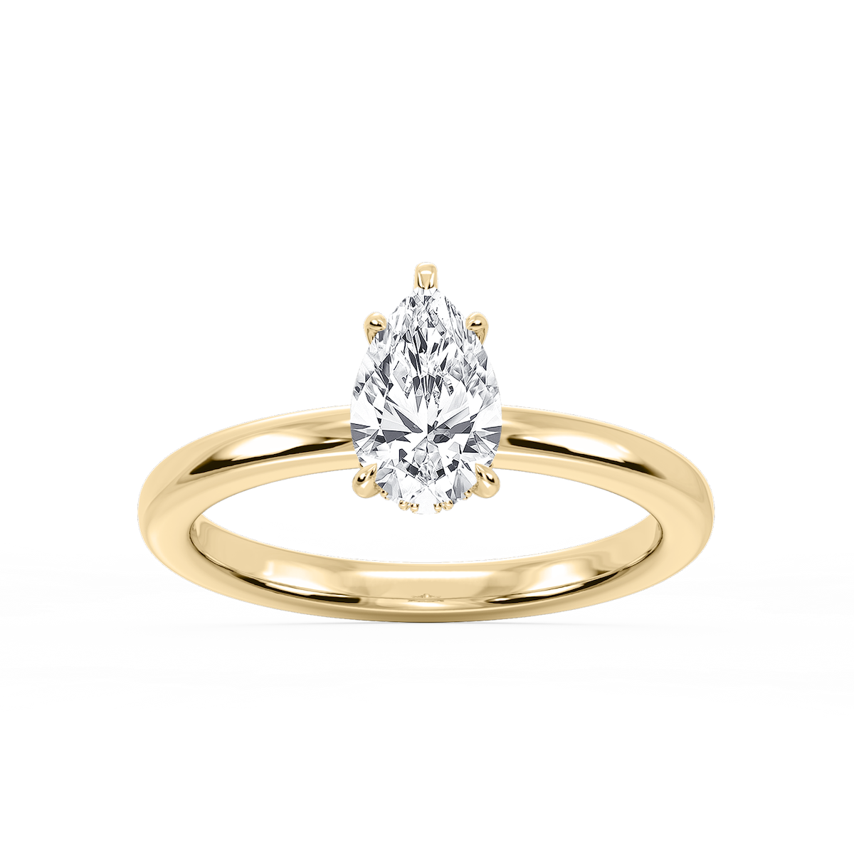 Donna Pear Lab Grown Diamond Claw Prong Hidden Halo Engagement Ring