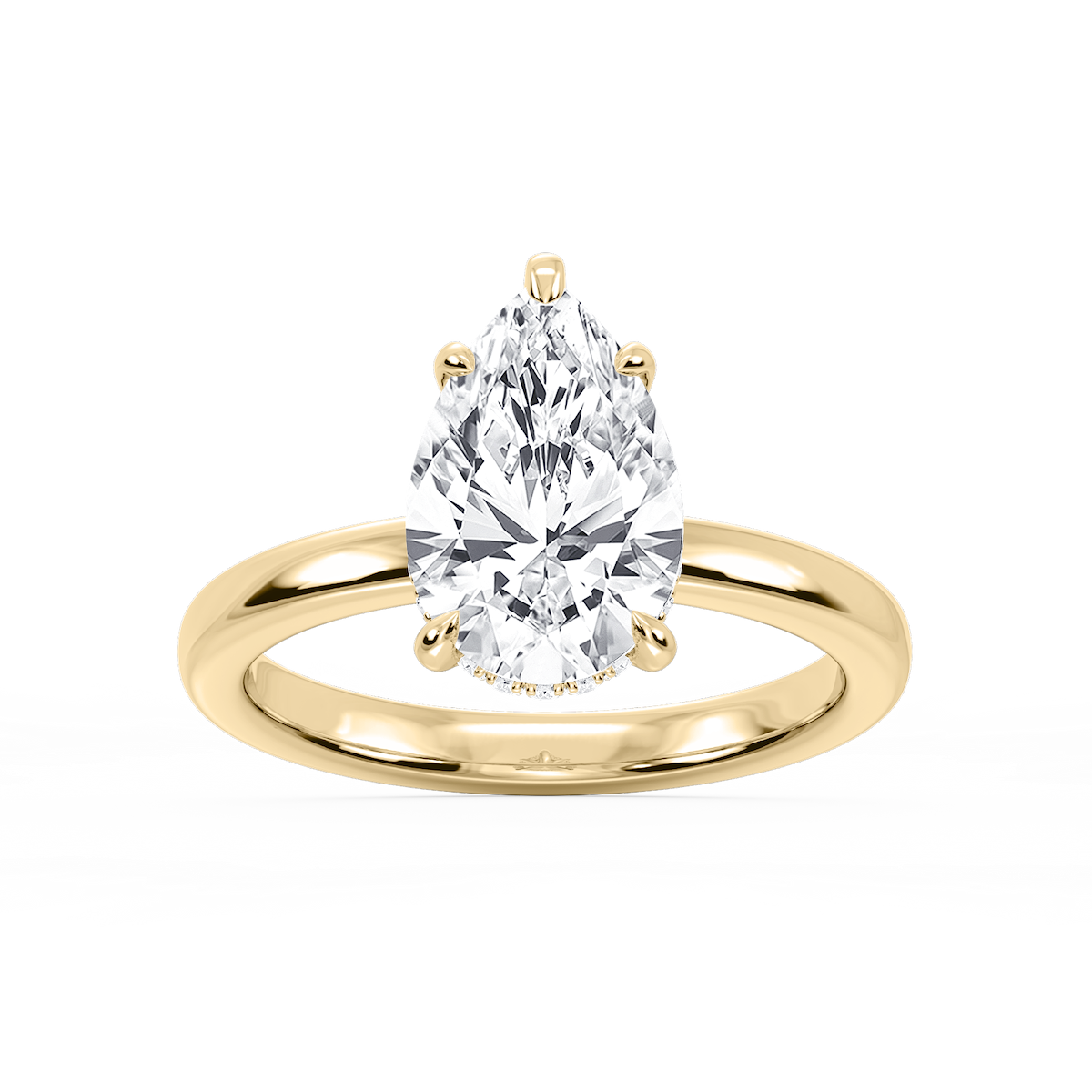 Donna Pear Lab Grown Diamond Claw Prong Hidden Halo Engagement Ring