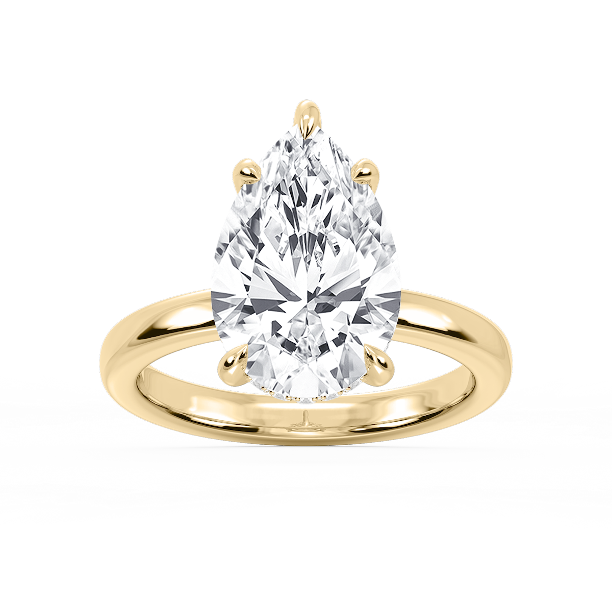 Donna Pear Lab Grown Diamond Claw Prong Hidden Halo Engagement Ring