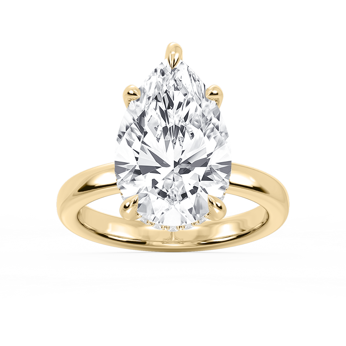 Donna Pear Lab Grown Diamond Claw Prong Hidden Halo Engagement Ring