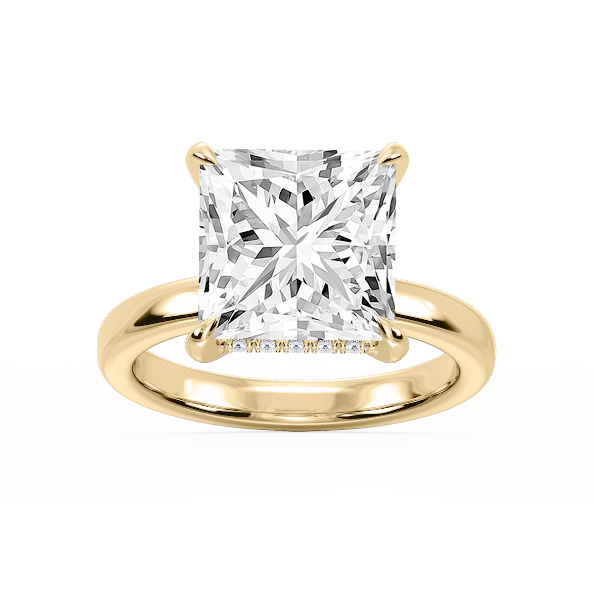Donna Princess Lab Grown Diamond Claw Prong Hidden Halo Engagement Ring