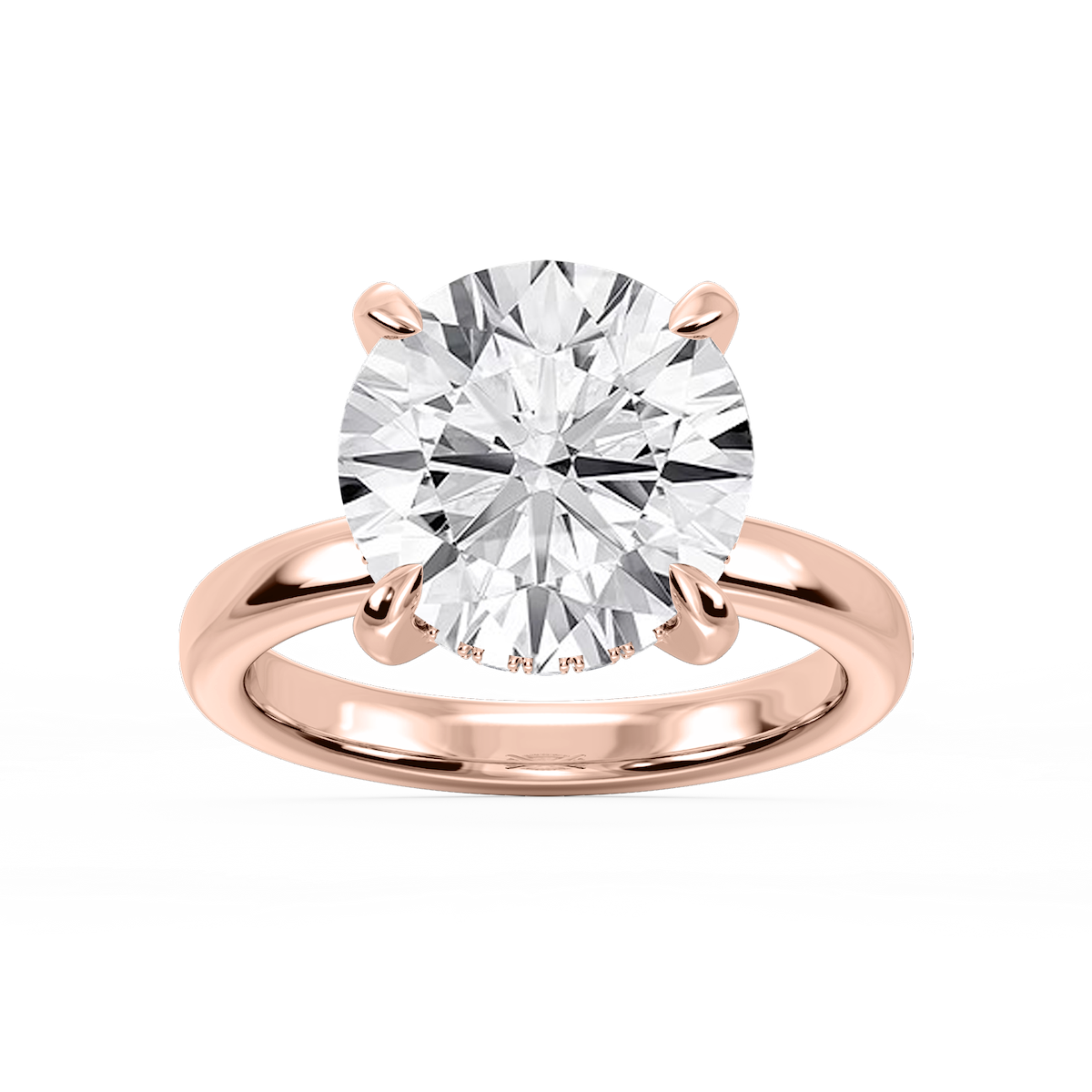 Donna Round Lab Grown Diamond Claw Prong Hidden Halo Engagement Ring
