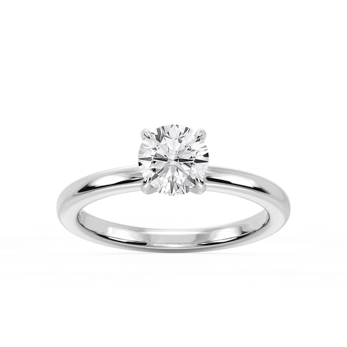 Donna Round Lab Grown Diamond Claw Prong Hidden Halo Engagement Ring