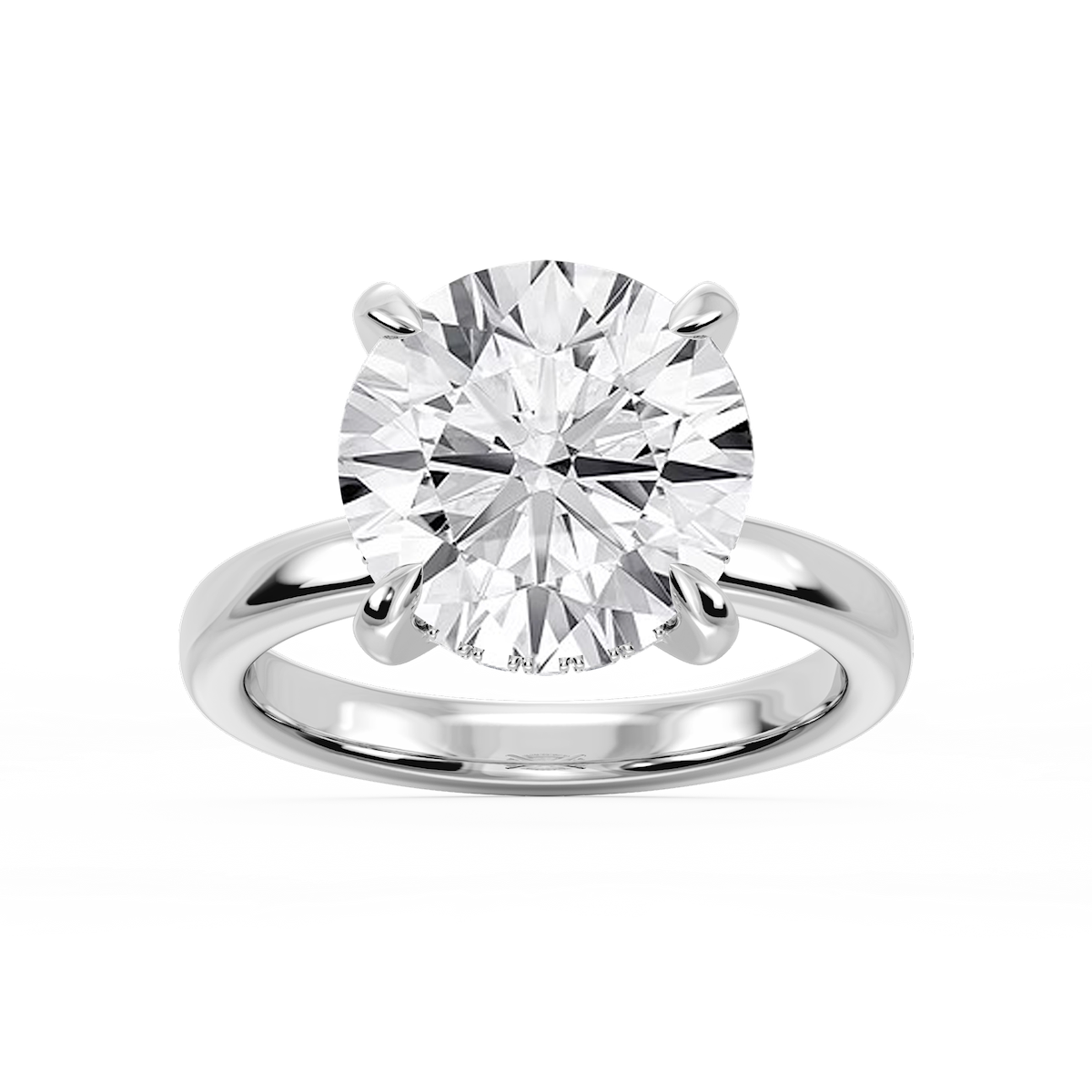 Donna Round Lab Grown Diamond Claw Prong Hidden Halo Engagement Ring