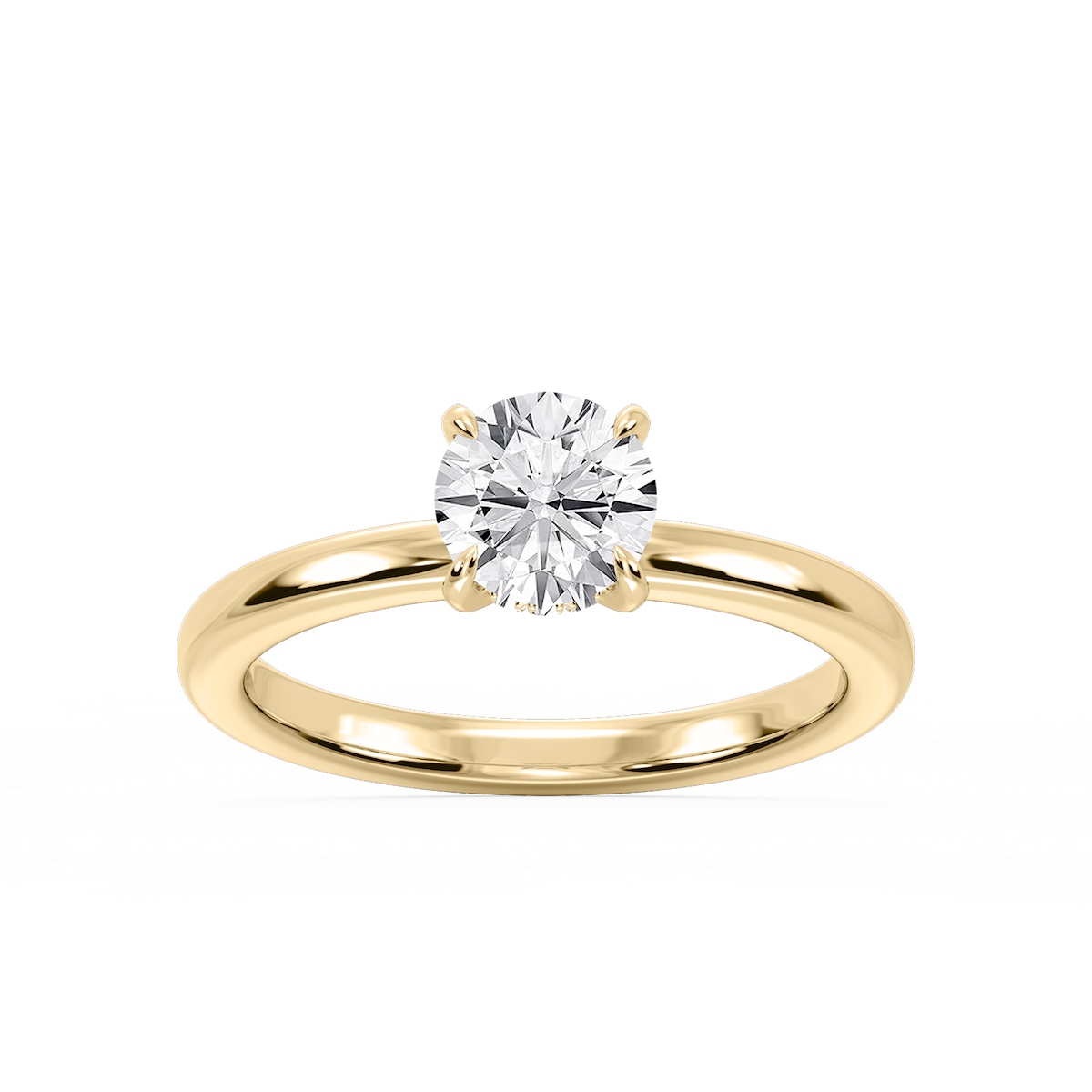 Donna Round Lab Grown Diamond Claw Prong Hidden Halo Engagement Ring