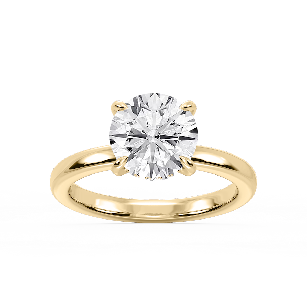Donna Round Lab Grown Diamond Claw Prong Hidden Halo Engagement Ring