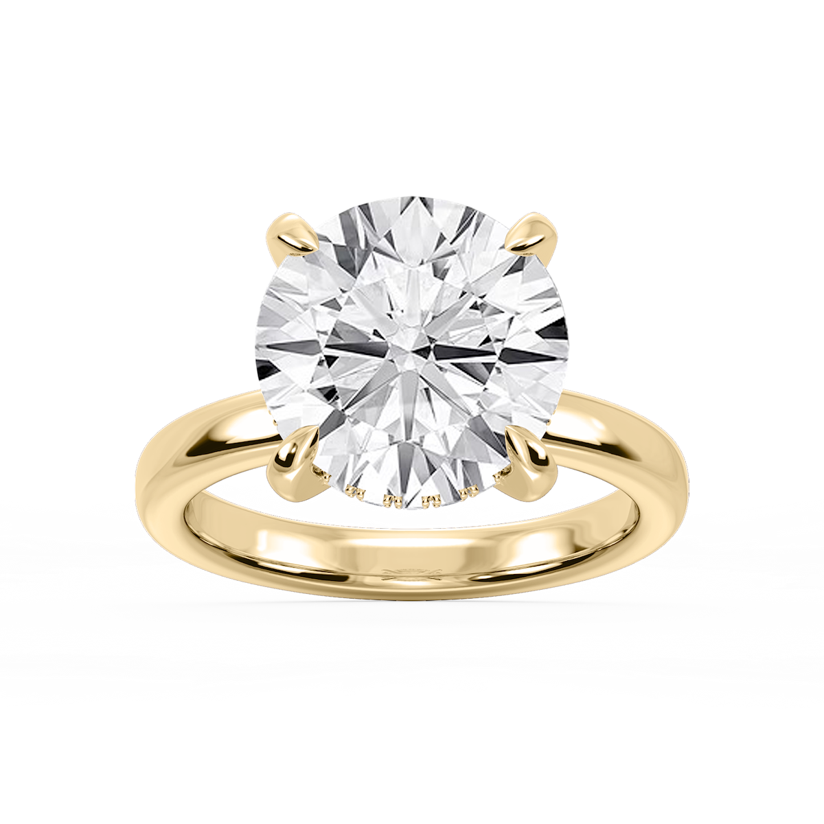 Donna Round Lab Grown Diamond Claw Prong Hidden Halo Engagement Ring