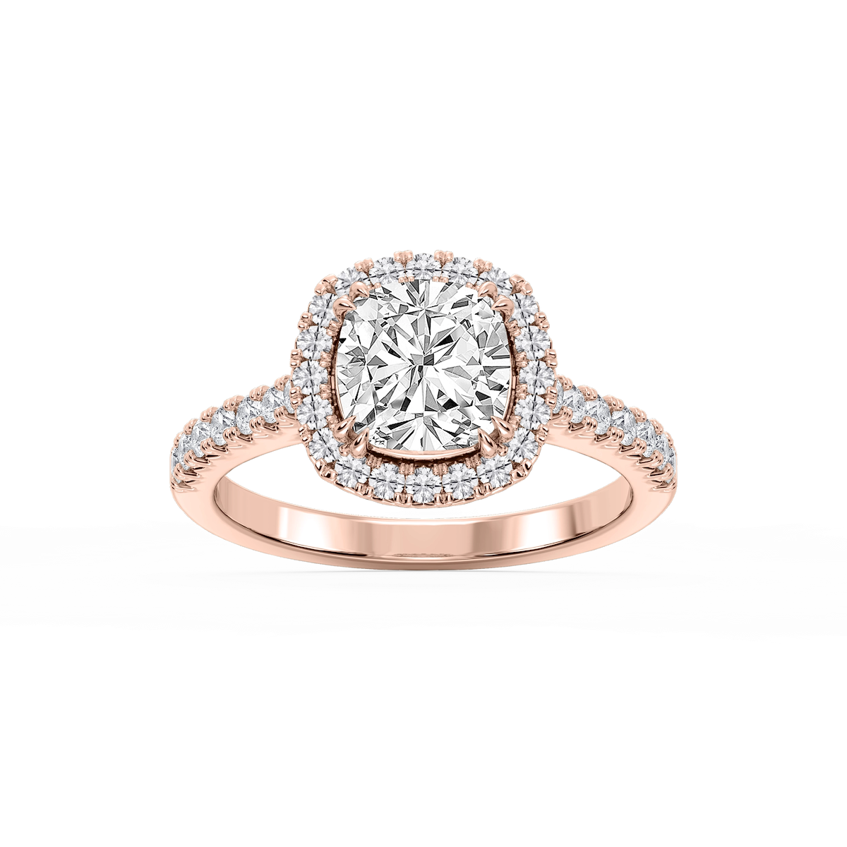Doris Cushion Lab Grown Diamond Classic Prong Halo Engagement Ring