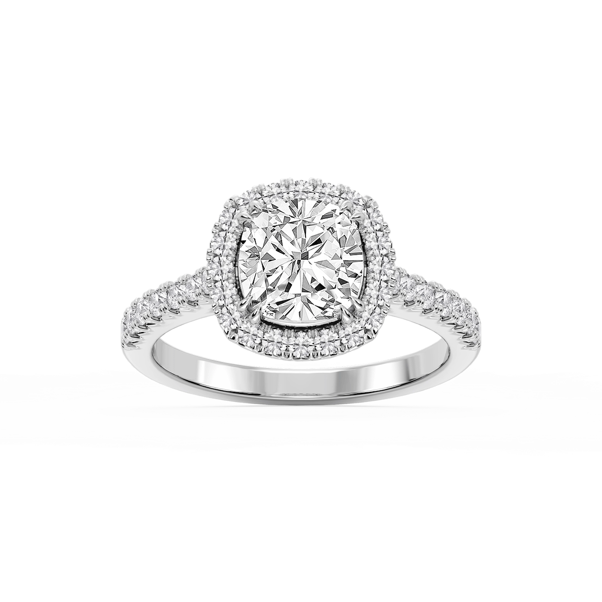 Doris Cushion Lab Grown Diamond Classic Prong Halo Engagement Ring