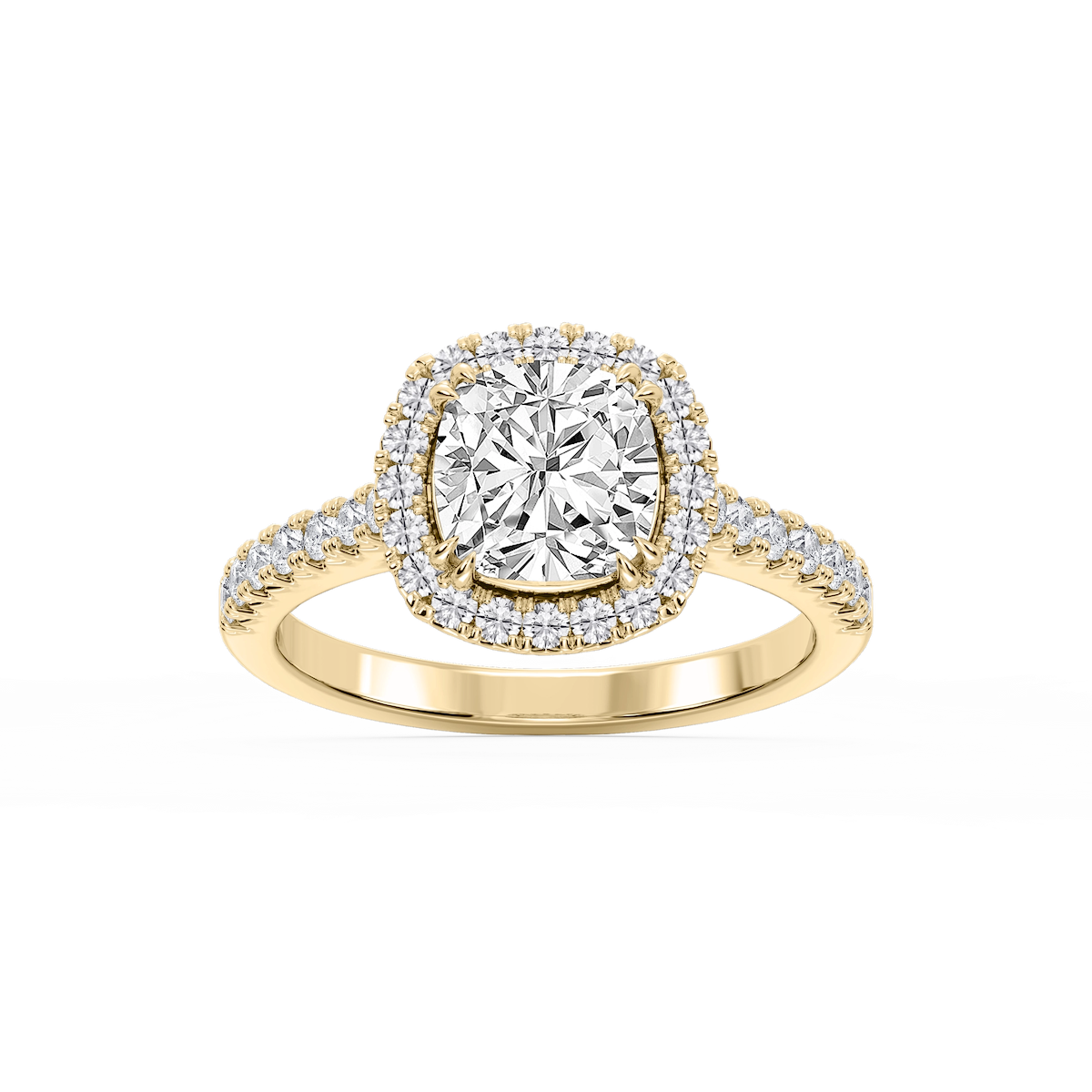 Doris Cushion Lab Grown Diamond Classic Prong Halo Engagement Ring