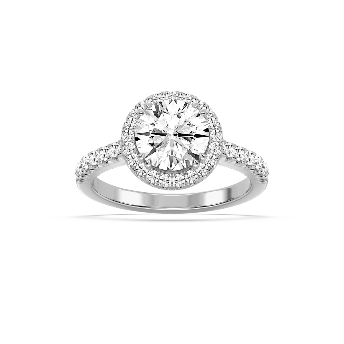 Dorthea 2 ½ ctw Round Lab Grown Diamond Classic Prong Set Halo Engagement Ring 