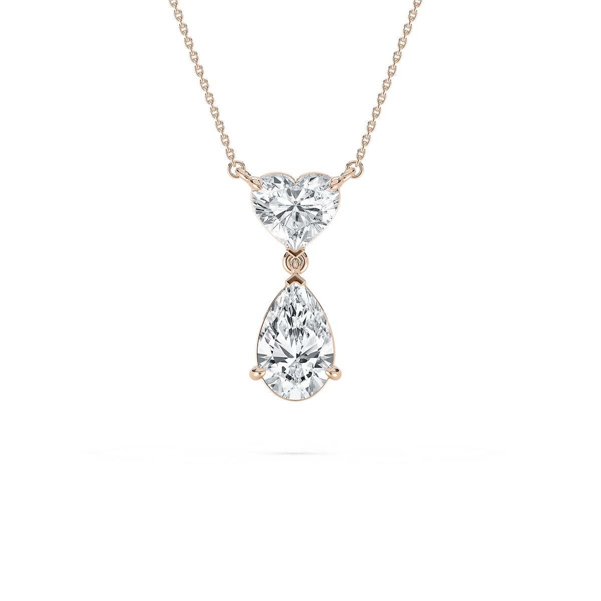 3 ½ ctw Pear and Heart Lab Grown Diamond Double Charm Pendant - 18 Inches