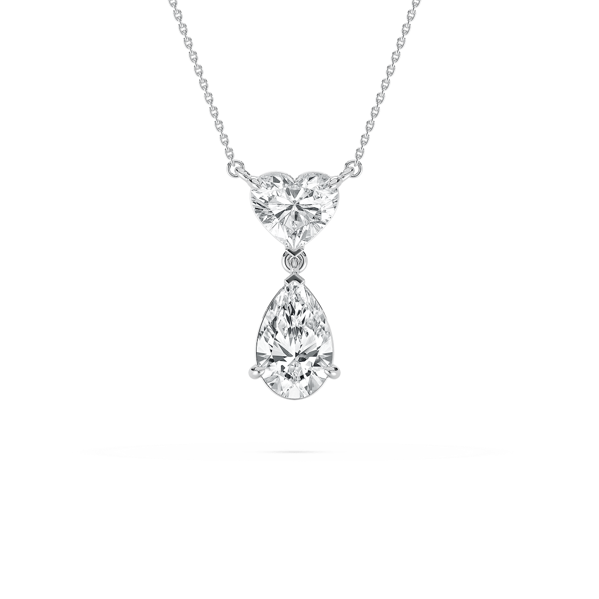 3 ½ ctw Pear and Heart Lab Grown Diamond Double Charm Pendant - 18 Inches
