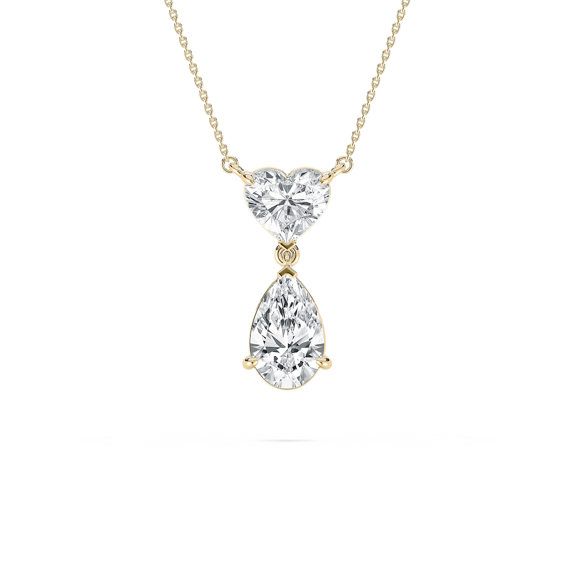 3 ½ ctw Pear and Heart Lab Grown Diamond Double Charm Pendant - 18 Inches