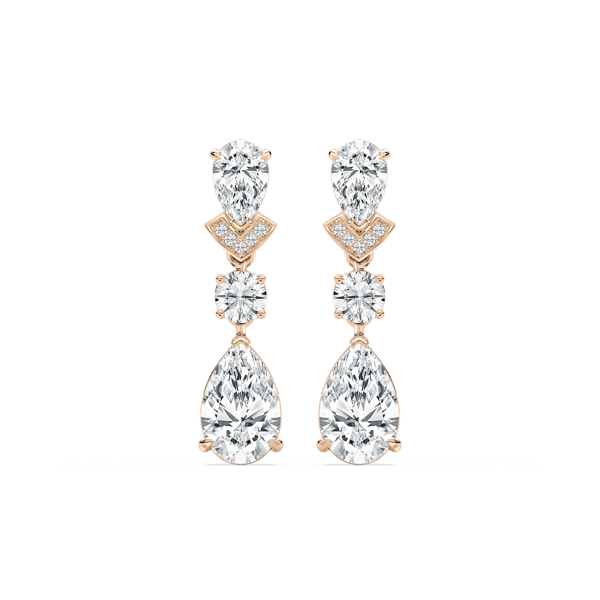 4 ½ ctw Pear and Round Lab Grown Diamond Drop Earrings