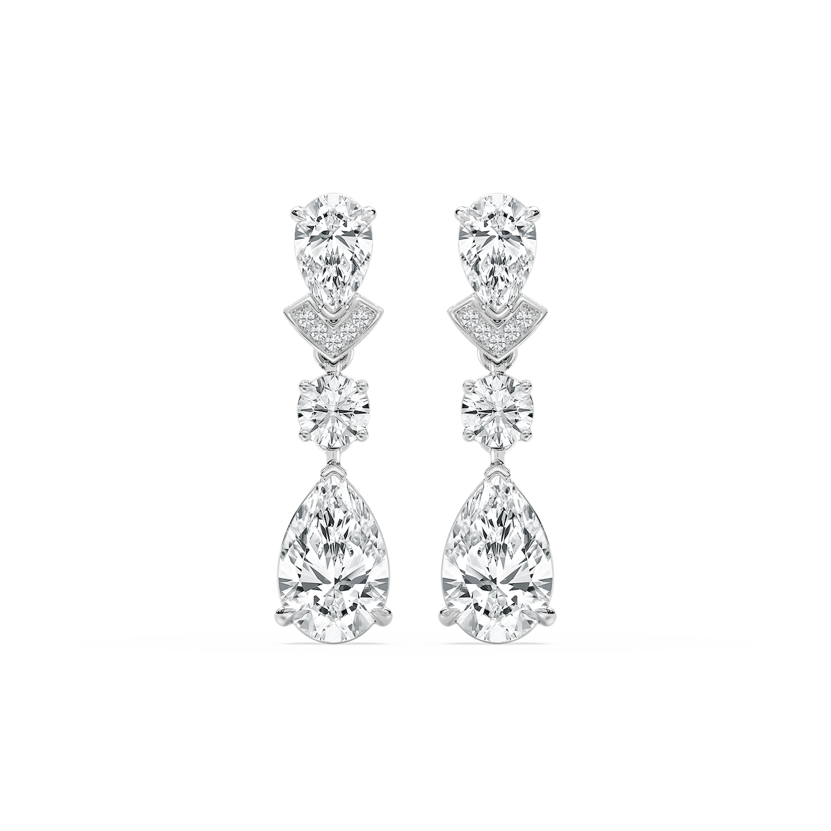 4 ½ ctw Pear and Round Lab Grown Diamond Drop Earrings