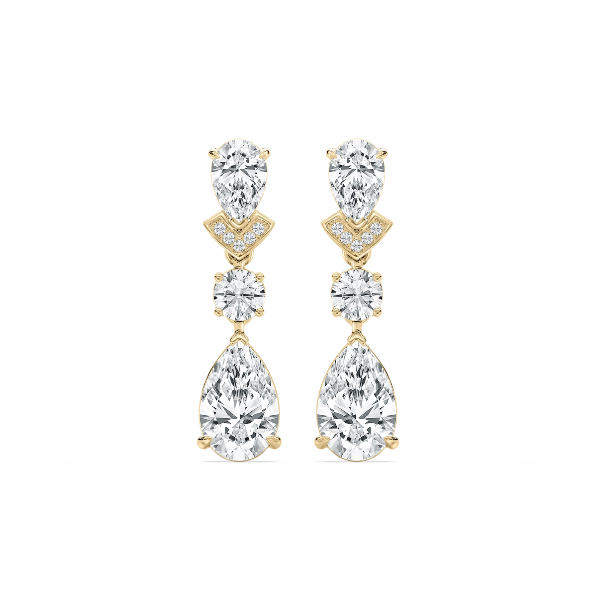 4 ½ ctw Pear and Round Lab Grown Diamond Drop Earrings