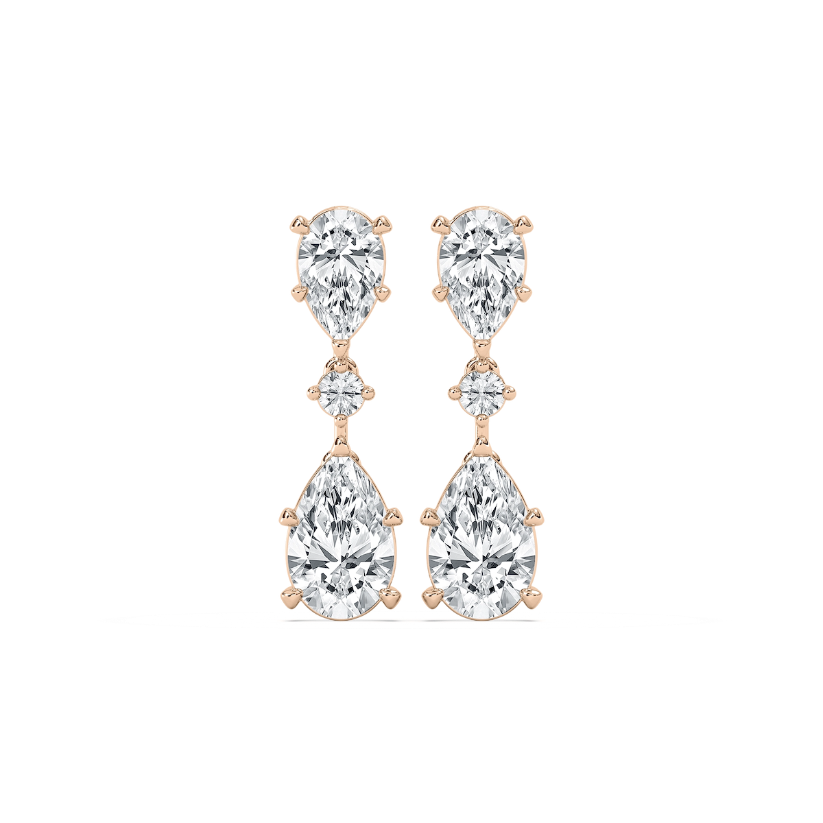 6 ¹⁄₅ ctw Pear & Round Lab Grown Diamond Drop Earrings
