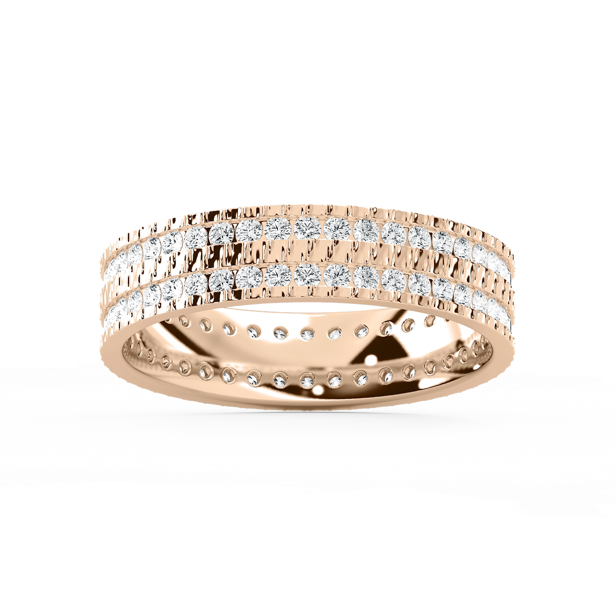 James 1 ctw Round Lab Grown Diamond 5.4mm Double Row Mens Wedding Band