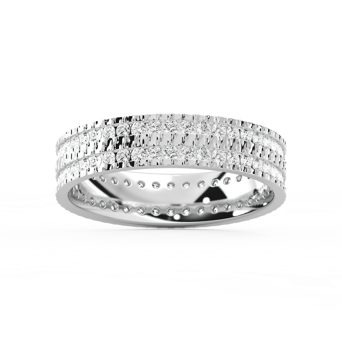 James 1 ctw Round Lab Grown Diamond 5.4mm Double Row Mens Wedding Band