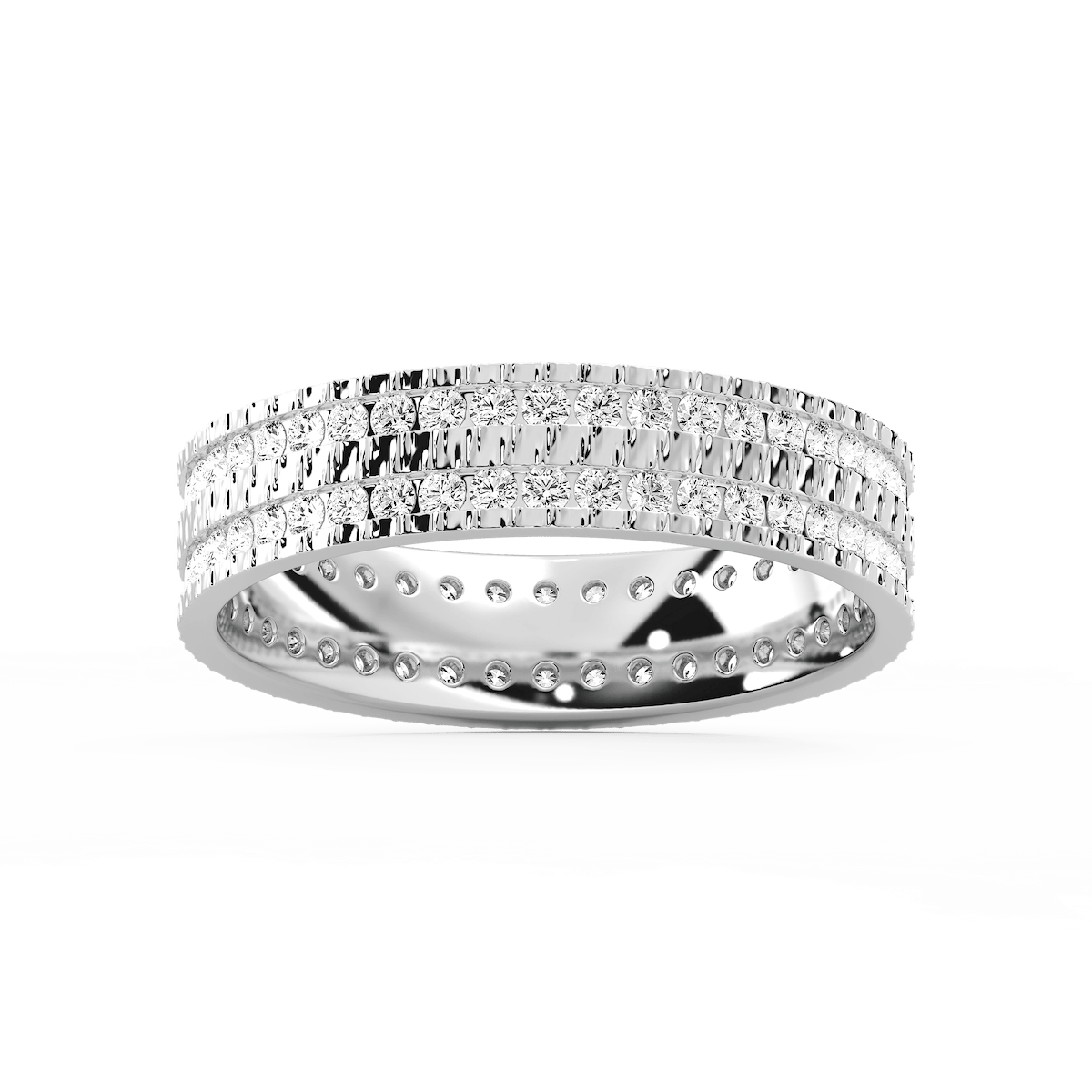 James 1 ctw Round Lab Grown Diamond 5.4mm Double Row Mens Wedding Band