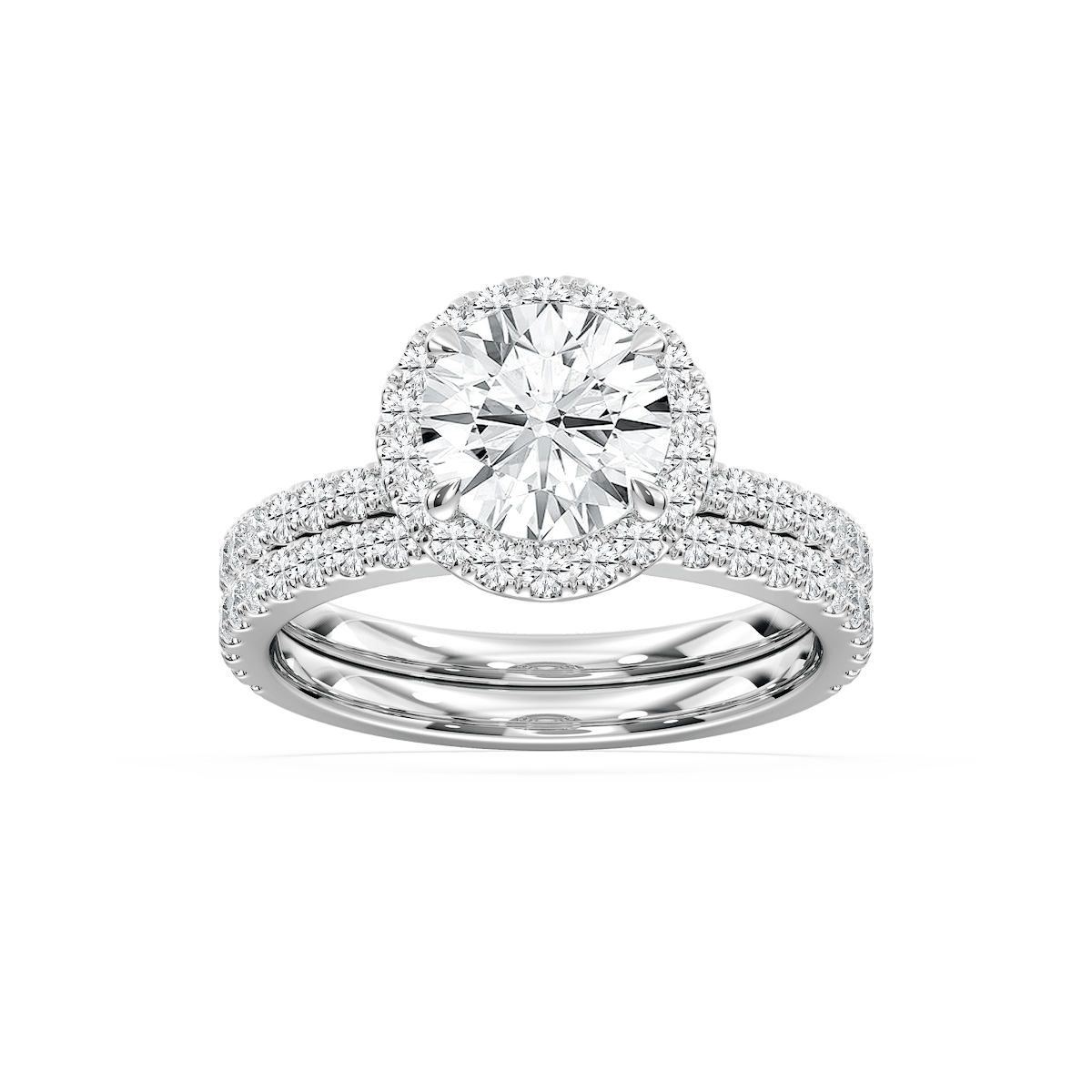 Dream Lab Grown Diamond Halo Classic Prong Wedding Set