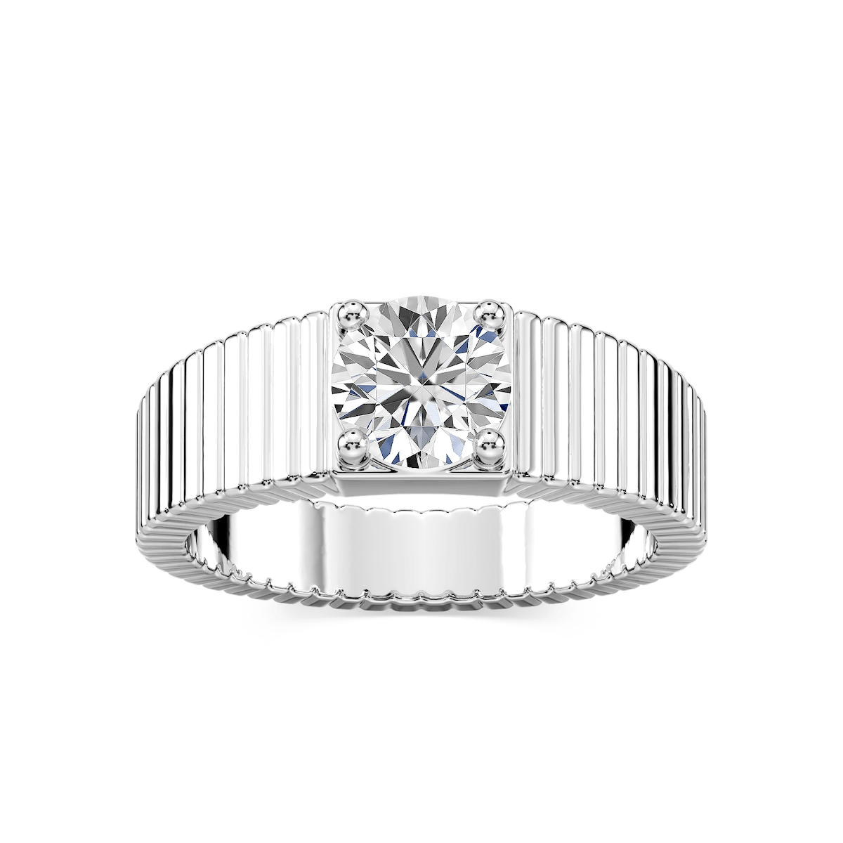 Noelle 1 ctw Round Lab Grown Diamond Fluted Solitaire Engagement Ring