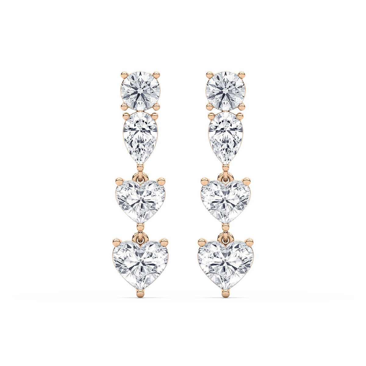 5 ½ ctw Heart, Pear & Round Lab Grown Diamond Duo Drop Earrings