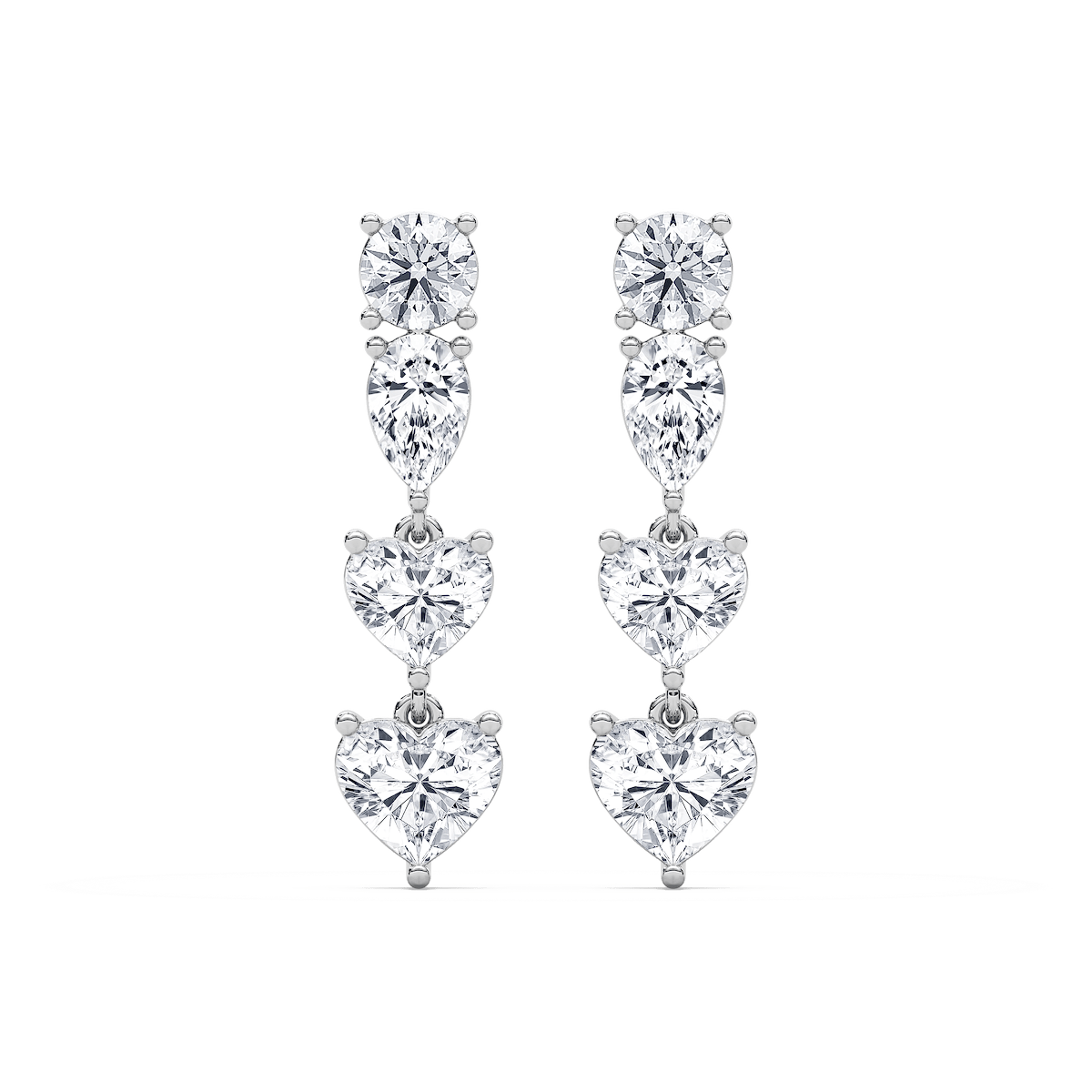 5 ½ ctw Heart, Pear & Round Lab Grown Diamond Duo Drop Earrings