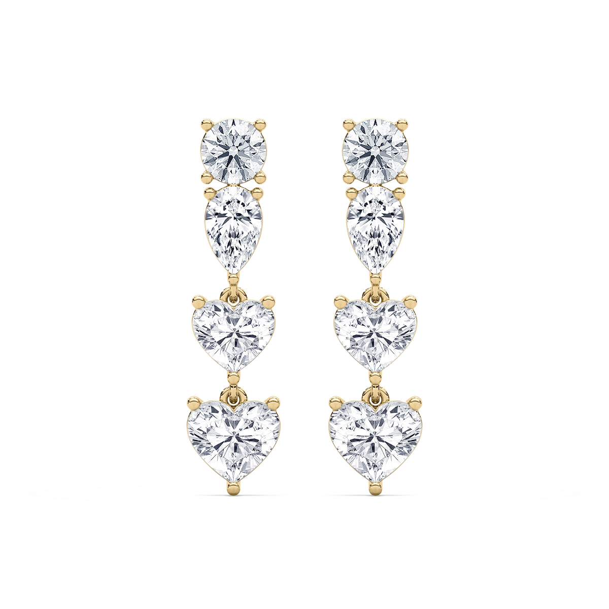 5 ½ ctw Heart, Pear & Round Lab Grown Diamond Duo Drop Earrings