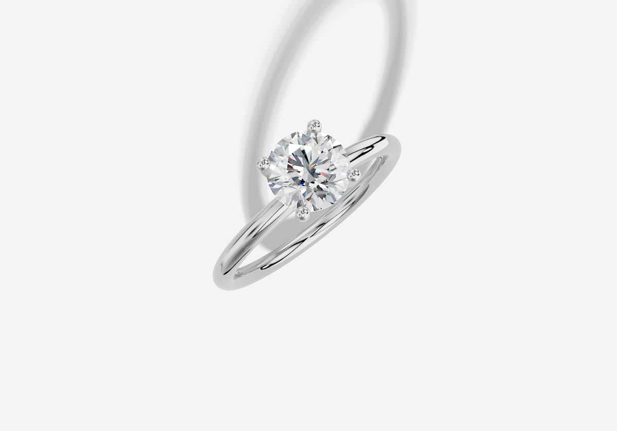 1.00 ctw Round Cut Lab Grown Diamond Standard Classic Prong Set Engagement Ring in 14K Gold