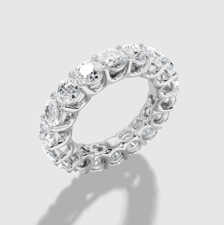 Round Cut Lab Grown Diamond Shared Prong Eternity Band in Platinum