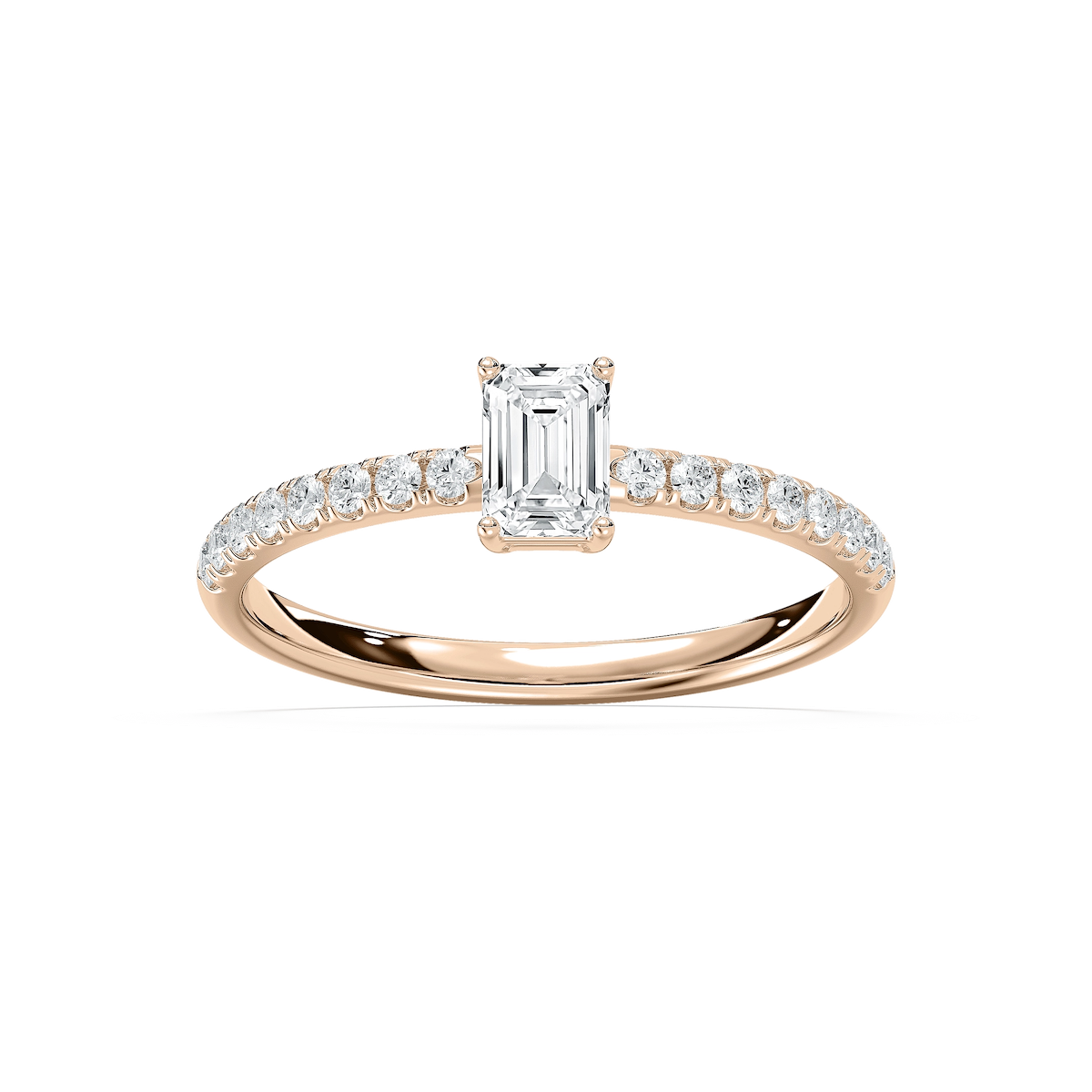 Eirlys 3/4 ctw Emerald Lab Grown Diamond Petite Side Stone Engagement Ring