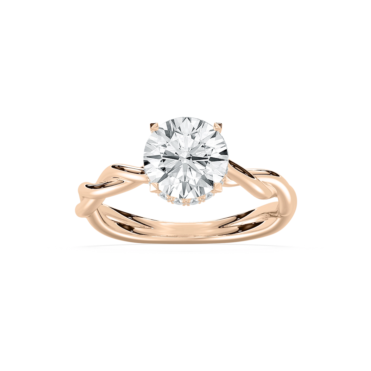 Eleanor Hidden Halo Twist Round Engagement Ring