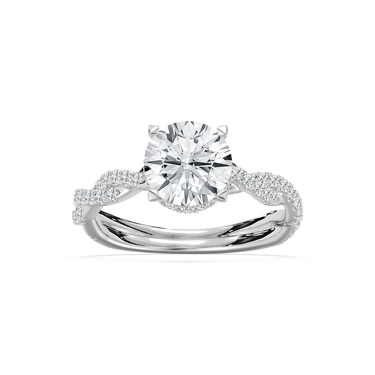 Elise Pave Twist Round Engagement Ring