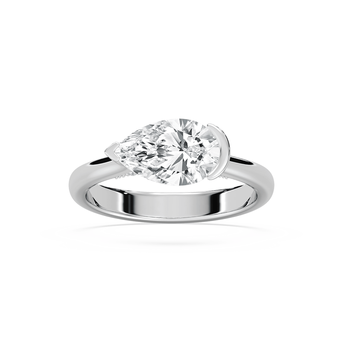 Ellie 2 ¹⁄₈ ctw Pear Lab Grown Diamond East West Side Stone Engagement Ring