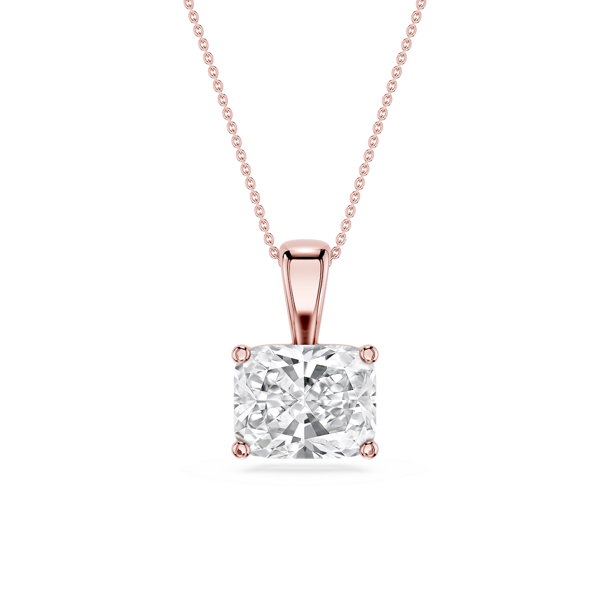 Elongated Cushion Lab Grown Diamond 4 Prong East West Bail Pendant - 16 to 18 Inches