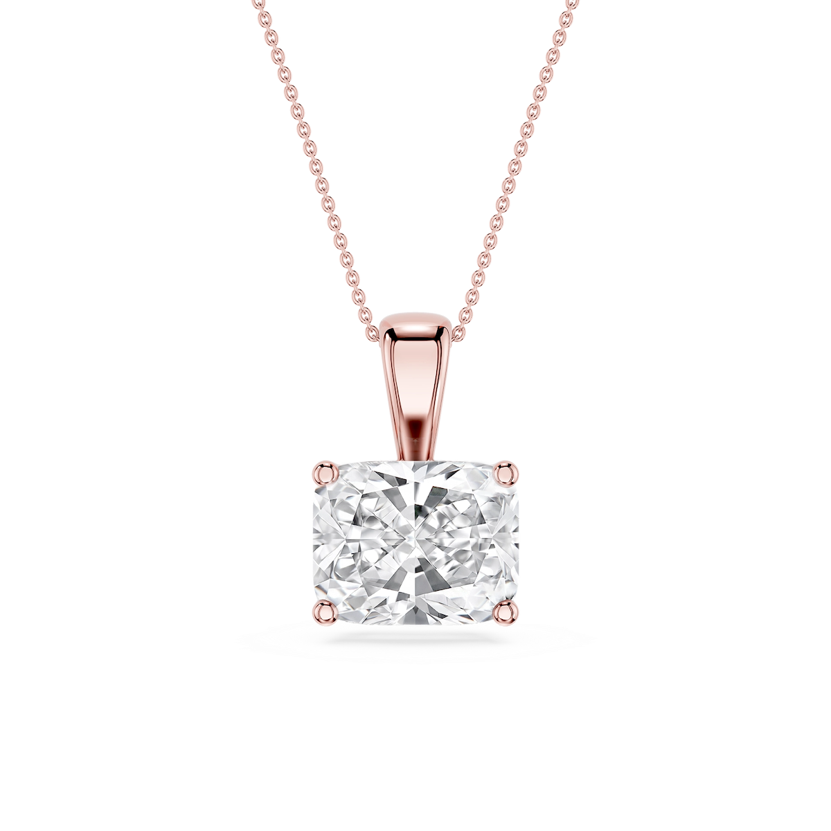 Elongated Cushion Lab Grown Diamond 4 Prong East West Bail Pendant - 16 to 18 Inches