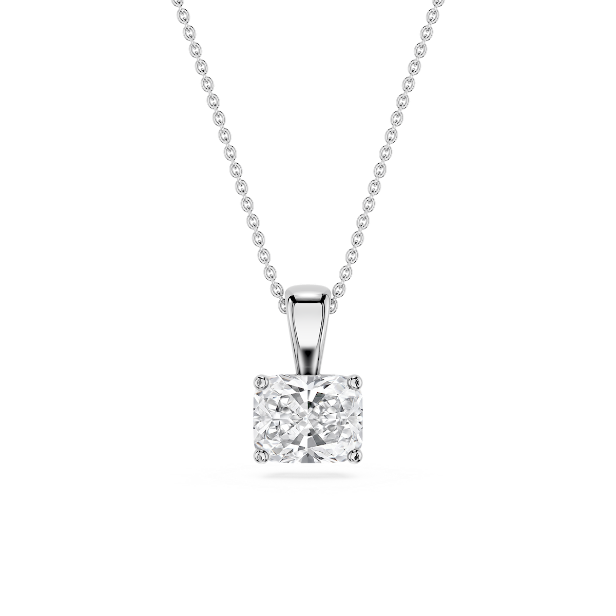 Radiant Lab Grown Diamond 4 Prong East West Bail Pendant - 16 to 18 Inches