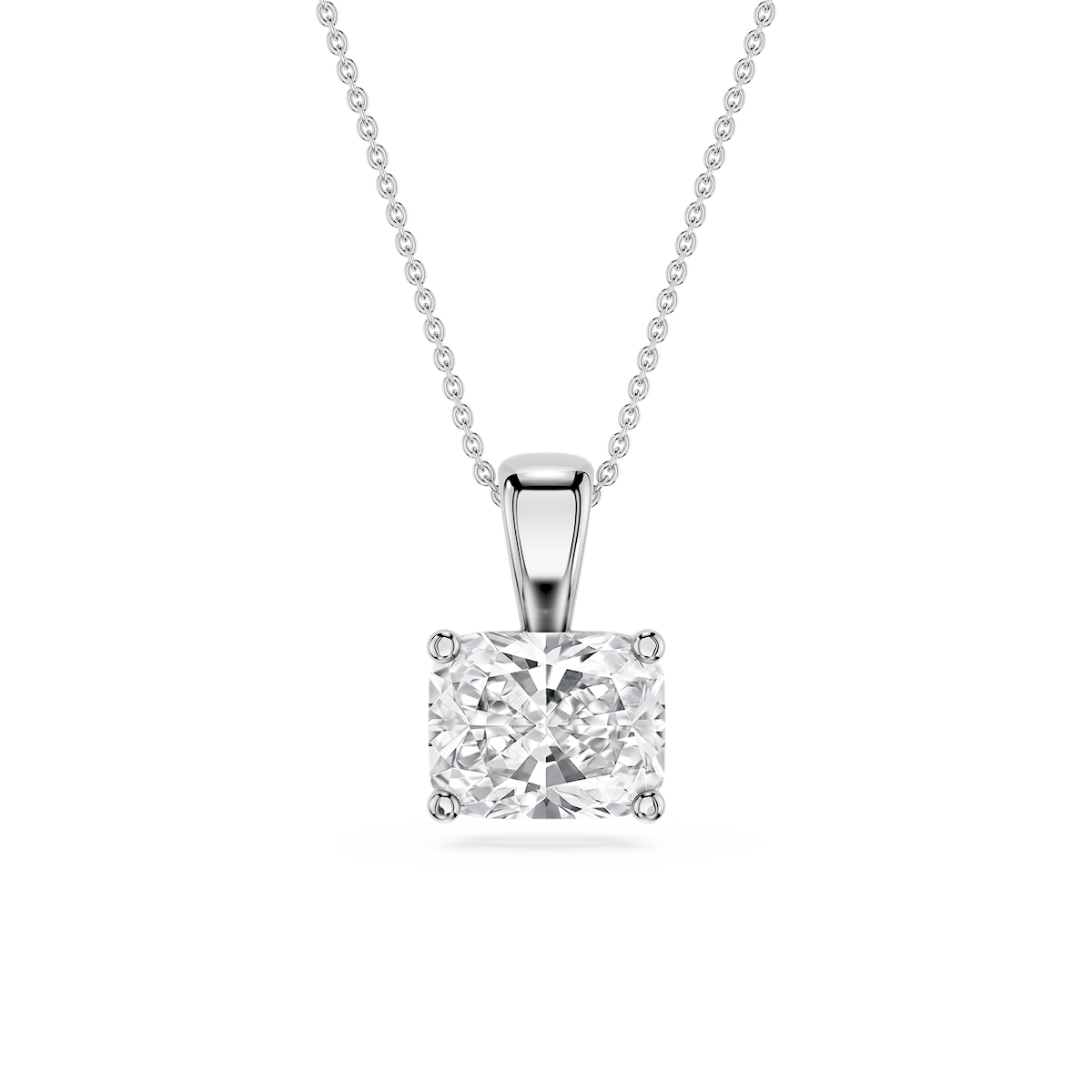 Elongated Cushion Lab Grown Diamond 4 Prong East West Bail Pendant - 16 to 18 Inches