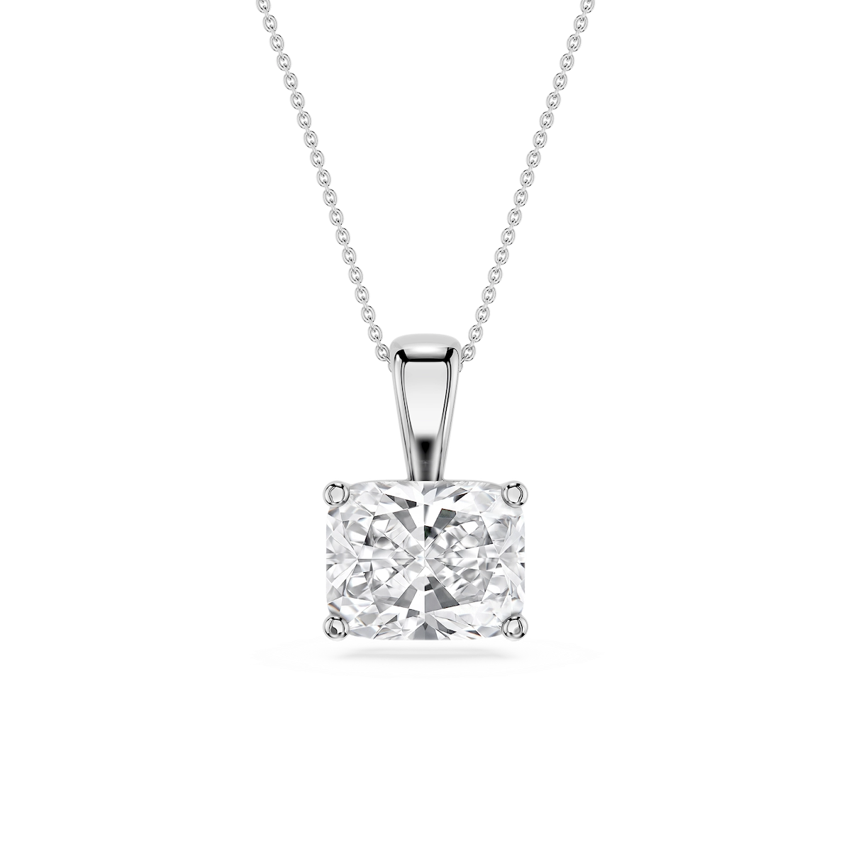 Elongated Cushion Lab Grown Diamond 4 Prong East West Bail Pendant - 16 to 18 Inches