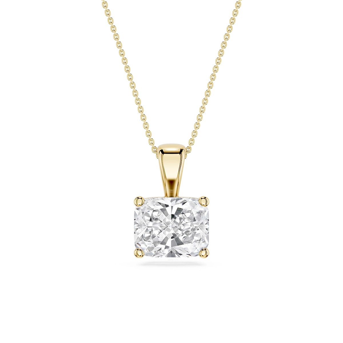 Elongated Cushion Lab Grown Diamond 4 Prong East West Bail Pendant - 16 to 18 Inches