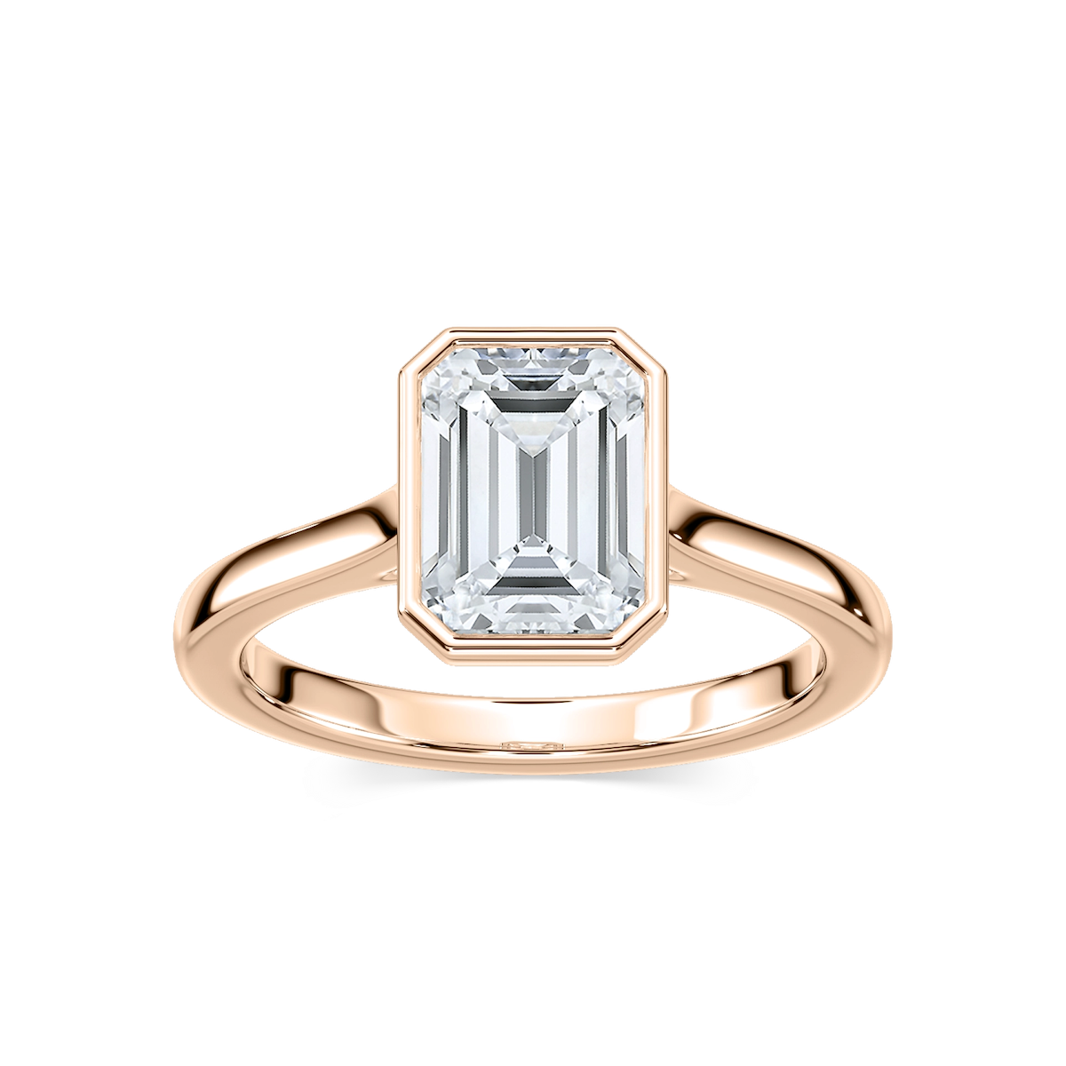 Elsa Emerald Lab Grown Diamond Bezel Set Floating Solitaire Engagement Ring