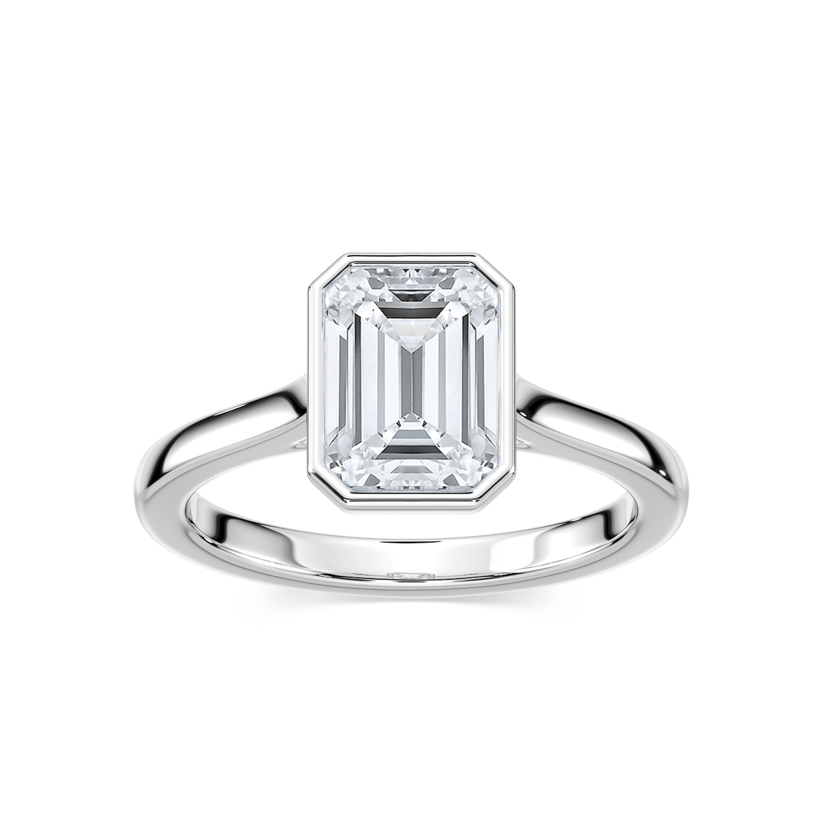 Elsa Emerald Lab Grown Diamond Bezel Set Floating Solitaire Engagement Ring