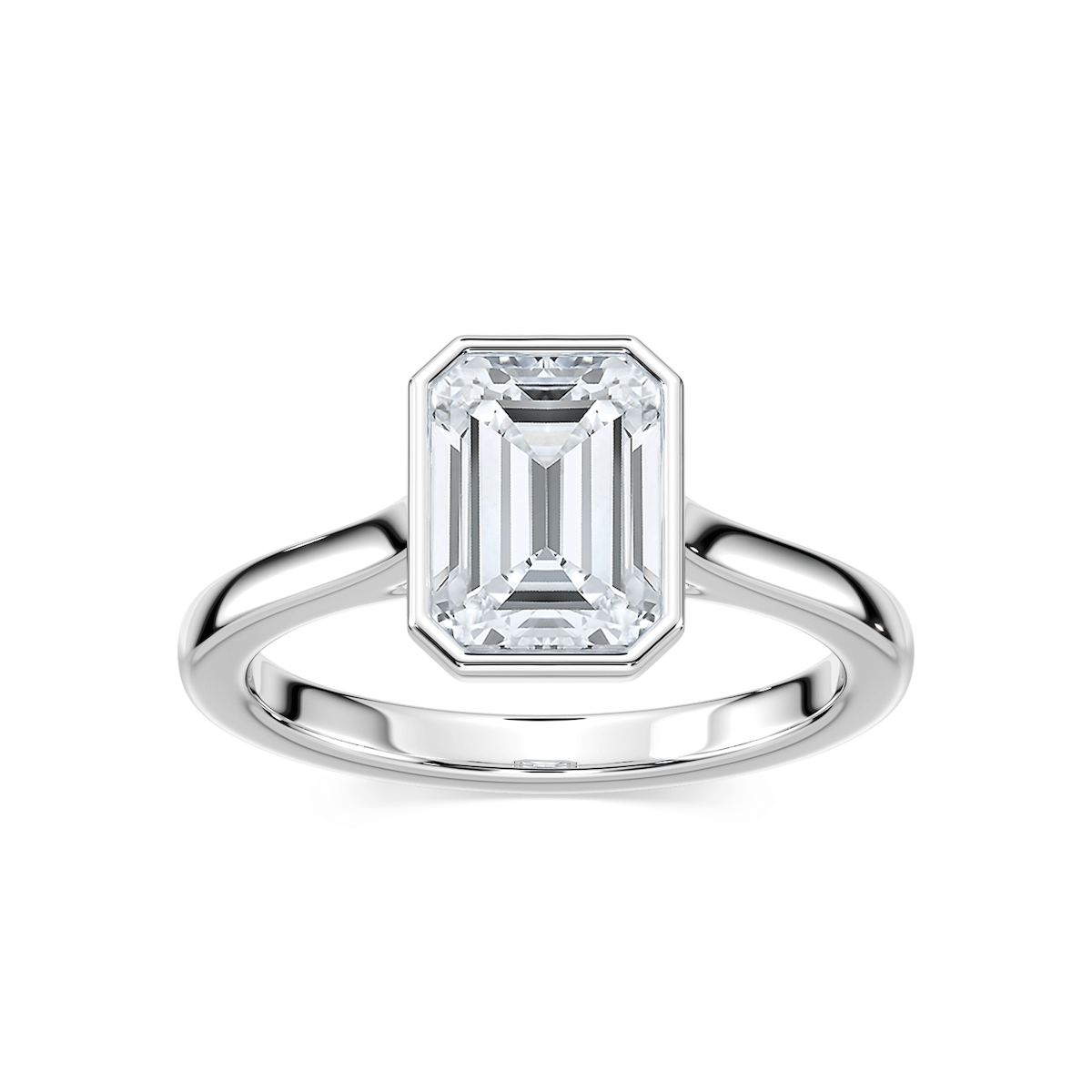 Elsa Emerald Lab Grown Diamond Bezel Set Floating Solitaire Engagement Ring